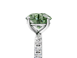 White gold Fancy Green Round  Cut Diamond Pavé Band Solitaire with Four-Prong Setting_8