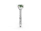 White gold Fancy Green Round  Cut Diamond Pavé Band with Four-Prong Setting_14