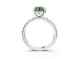 White gold Fancy Green Round  Cut Diamond Pavé Band with Four-Prong Setting_15