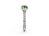 White gold Fancy Green Round  Cut Diamond Pavé Band with Four-Prong Setting_35