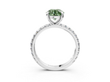 White gold Fancy Green Round  Cut Diamond Pavé Band with Four-Prong Setting_36