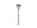 White gold Fancy Green Round Cut Diamond Pavé Engagement Ring with Round  Accents and Prong Setting_127