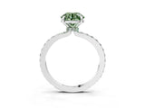 White gold Fancy Green Round Cut Diamond Pavé Engagement Ring with Round  Accents and Prong Setting_128