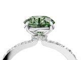 White gold Fancy Green Round Cut Diamond Pavé Engagement Ring with Round  Accents and Prong Setting_129