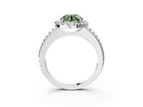 White gold Fancy Green Round Cut Diamond Pavé Halo Ring with Four-Prong Setting_63