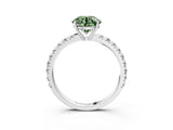 White gold Fancy Green Round Cut Diamond Pavé Solitaire Engagement Ring with Four-Prong Setting_82