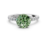 White gold Fancy Green Round Cut Diamond Pavé Solitaire Engagement Ring with Four-Prong Setting_83