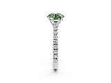 White gold Fancy Green Round Cut Diamond Pavé Solitaire Engagement Ring with Four-Prong Setting_85