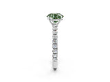 White gold Fancy Green Round Cut Diamond Pavé Solitaire Engagement Ring with Four-Prong Setting_92
