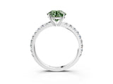 White gold Fancy Green Round Cut Diamond Pavé Solitaire Engagement Ring with Four-Prong Setting_93