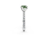 White gold Fancy Green Round Cut Diamond Pavé Solitaire Ring with Round Band and Prong Setting_14