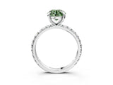 White gold Fancy Green Round Cut Diamond Pavé Solitaire Ring with Round Band and Prong Setting_15