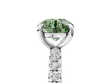 White gold Fancy Green Round Cut Diamond Pavé Solitaire Ring with Round Band and Prong Setting_17