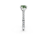 White gold Fancy Green Round Cut Diamond Pavé Solitaire Ring with Round Band and Prong Setting_38