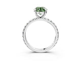 White gold Fancy Green Round Cut Diamond Pavé Solitaire Ring with Round Band and Prong Setting_39