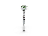 White gold Fancy Green Round Cut Diamond Pave Band Solitaire Ring with Round  and Prong Setting_120