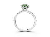 White gold Fancy Green Round Cut Diamond Pave Band Solitaire Ring with Round  and Prong Setting_120