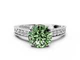 White gold Fancy Green Round  Cut Diamond Pave Band with Four-Prong Setting_37