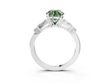 White gold Fancy Green Round  Cut Diamond Ring with Baguette Side Stones, Channel Set Band, and Four-Prong Setting_15