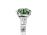 White gold Fancy Green Round  Cut Diamond Ring with Baguette Side Stones, Channel Set Band, and Four-Prong Setting_8