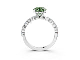 White gold Fancy Green Round Cut Diamond Ring with Marquise and Round  Side Stones and Four-Prong Setting_79