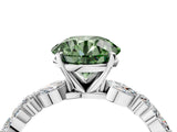 White gold Fancy Green Round Cut Diamond Ring with Marquise and Round  Side Stones and Four-Prong Setting_80