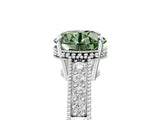 White gold Fancy Green Round Cut Diamond Ring with Milgrain Pavé Band and Four-Prong Setting_37