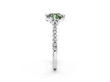 White gold Fancy Green Round Cut Diamond Ring with Pavé Band and Floral Prong Setting_41