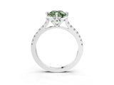 White gold Fancy Green Round Cut Diamond Ring with Pavé Band and Floral Prong Setting_42