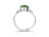 White gold Fancy Green Round Cut Diamond Ring with Side Stones and Four-Prong Setting_136