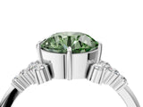 White gold Fancy Green Round Cut Diamond Ring with Side Stones and Four-Prong Setting_137