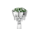 White gold Fancy Green Round Cut Diamond Ring with Side Stones and Four-Prong Setting_138