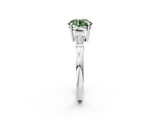 White gold Fancy Green Round  Cut Diamond Ring with Tapered Baguette Side Stones in Four-Prong Setting_5