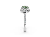 White gold Fancy Green Round Cut Diamond Scalloped Halo Engagement Ring with Round Shared Prong Band_22