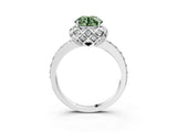 White gold Fancy Green Round Cut Diamond Scalloped Halo Engagement Ring with Round Shared Prong Band_23