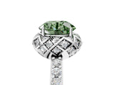 White gold Fancy Green Round Cut Diamond Scalloped Halo Engagement Ring with Round Shared Prong Band_25