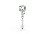 White gold Fancy Green Round Cut Diamond Scattered Round Accent Ring with Prong Setting_14