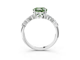 White gold Fancy Green Round Cut Diamond Scattered Round Accent Ring with Prong Setting_15