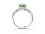 White gold Fancy Green Round Cut Diamond Scattered Round Accent Ring with Prong Setting_27