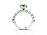 White gold Fancy Green Round Cut Diamond Side Stone Engagement Ring with Four-Prong Setting_27