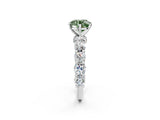 White gold Fancy Green Round Cut Diamond Side Stone Engagement Ring with Four-Prong Setting_38