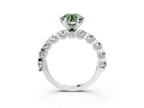 White gold Fancy Green Round Cut Diamond Side Stone Engagement Ring with Four-Prong Setting_39