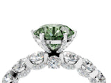White gold Fancy Green Round Cut Diamond Side Stone Engagement Ring with Four-Prong Setting_40