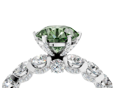 White gold Fancy Green Round Cut Diamond Side Stone Engagement Ring with Four-Prong Setting_40