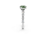 White gold Fancy Green Round Cut Diamond Side Stone Solitaire Ring with Round  and Four-Prong Setting_14