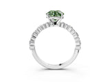 White gold Fancy Green Round Cut Diamond Side Stone Solitaire Ring with Round  and Four-Prong Setting_15