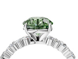 White gold Fancy Green Round Cut Diamond Side Stone Solitaire Ring with Round  and Four-Prong Setting_16