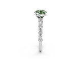White gold Fancy Green Round Cut Diamond Side Stone Solitaire Ring with Round  and Four-Prong Setting_179