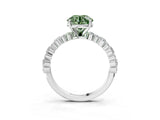 White gold Fancy Green Round Cut Diamond Side Stone Solitaire Ring with Round  and Four-Prong Setting_180