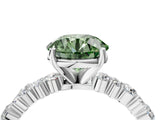 White gold Fancy Green Round Cut Diamond Side Stone Solitaire Ring with Round  and Four-Prong Setting_181